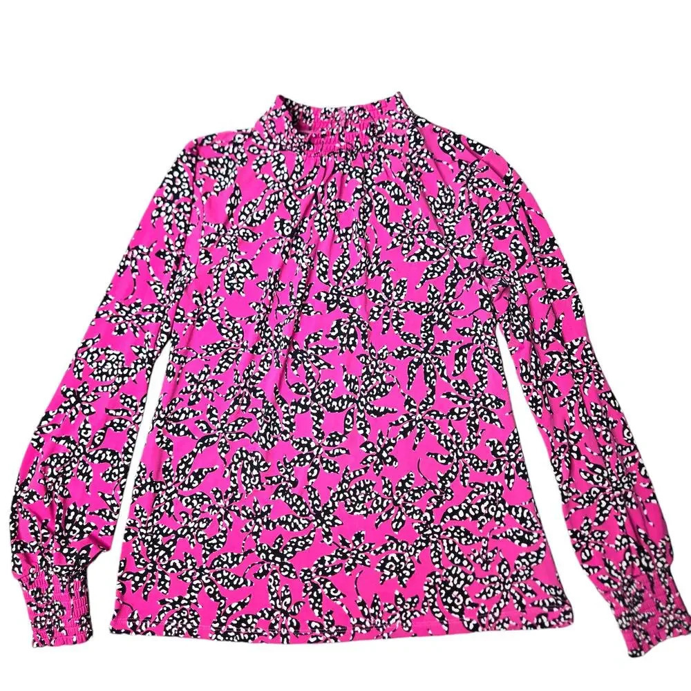 J Jason Wu Pink‎ Mock Neck Floral Blouse